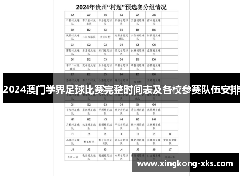 2024澳门学界足球比赛完整时间表及各校参赛队伍安排